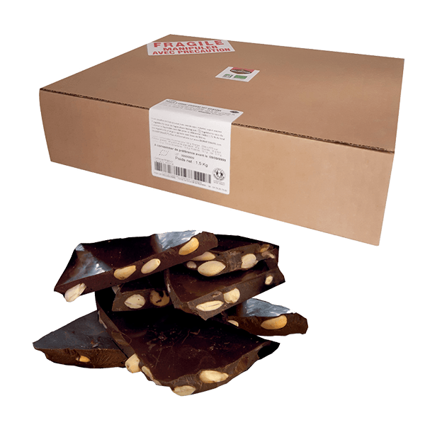 Belledonne -- Plaque à casser chocolat noir 74% amandes bio - vrac 1,5 kg