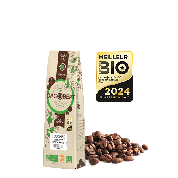 Les Cafés Dagobert -- Colombie 100% arabica, bio et équitable - grains (origine Colombie) - 250 g